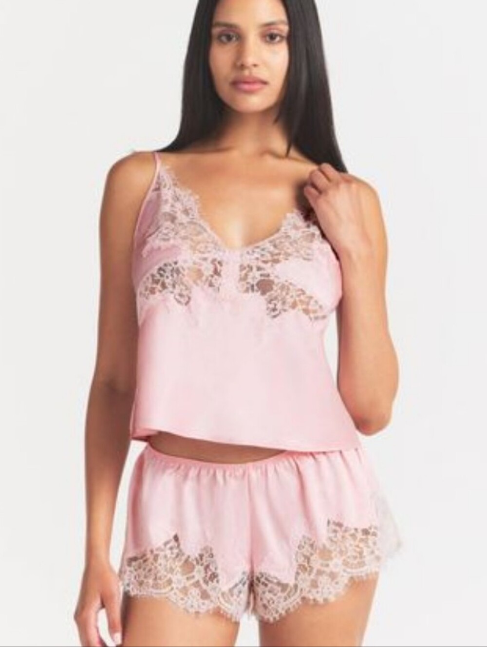 SKIMS NWT Silk Lace Cami AND Silk Lace Short SIZE SMALL PEONY Color SET!